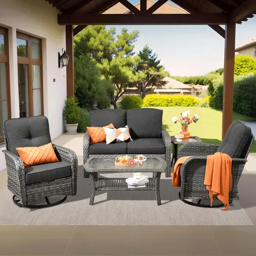 Miniatura 28 de ovios Juego de 2 piezas de muebles para patio, sillas de mimbre para exteriores de 2, sillas de ratán de respaldo alto para todo tipo de clima de 2