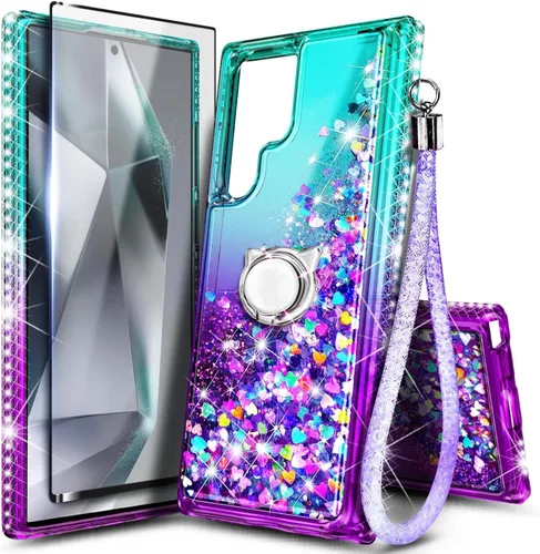Miniatura 112 de NGB Diseñada para funda Samsung Galaxy Note 10+ (Plus), Rosa/Aguamarina Funda con Purpurina Líquida Brillante Linda para Mujeres Niñas Niños
