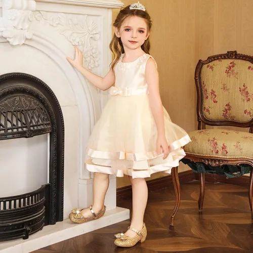 Miniatura 3 de Furdeour Zapatos de vestir para niñas, zapatos de princesa Mary Jane para bodas, flores, damas de honor, tacones con purpurina para niños pequeños