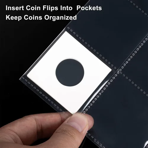 Miniatura 5 de Páginas para monedas de 50 unidades con 20 bolsillos – Páginas de bolsillo para monedas para portamonedas de cartón de 2 x 2 pulgadas, 11 agujeros
