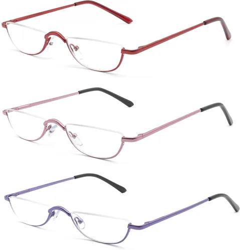 Miniatura 15 de Lentes de lectura de medio marco, lectores de luna de medio metal para mujeres y hombres, 4 pares 1.25