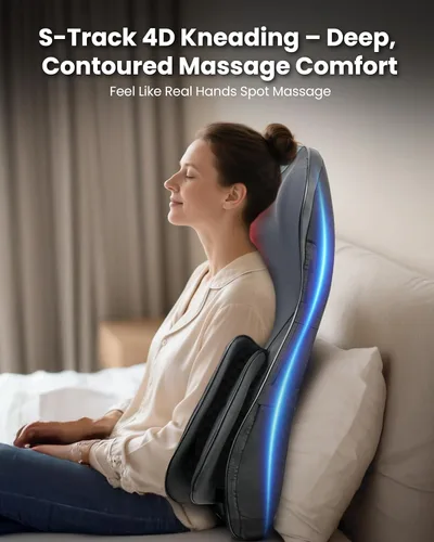 Miniatura 7 de COMFIER Shiatsu Masajeador de cuello y espalda con calor, cobertura completa de espalda, almohadilla para silla de masaje con amasado 4D y nodos