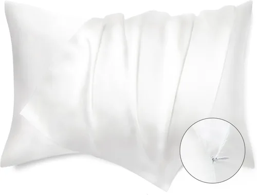 Miniatura 9 de Bedsure Funda de almohada de satén para el cabello, fundas de almohada de satén, tamaño estándar con cremallera, 20 x 26 pulgadas, paquete de 2, 01