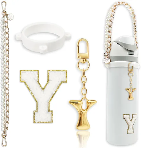Miniatura 79 de Letter Handle Strap Accessories with Cute Initial Charm Compatible with Owala Water Bottle 24oz 32oz 40oz Owala Kids Púrpura