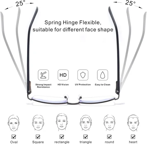 Miniatura 6 de Missfive Gafas de Lectura Multifocales Premium para Hombres con Bloqueo de Luz Azul, Marco de Metal Progresivo con Bisagra de Resorte Irrompible