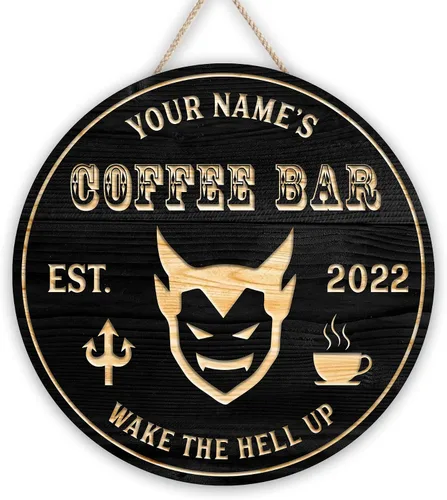 Miniatura 10 de Artsy Woodsy Letrero personalizado de madera para cafetería, placa de pared para decoración de cocina, regalos personalizados para amantes del café