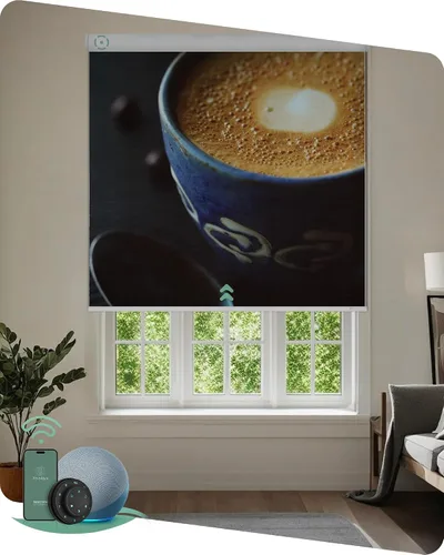 Miniatura 23 de Yoolax Persianas enrollables motorizadas con control remoto, persianas inteligentes impresas con imagen personalizada que funcionan con Alexa