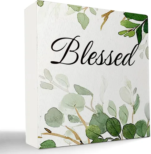 Miniatura 10 de Decoración de baño de granja verde salvia, letrero de caja de madera con frase "Breathe Quotes", decoración de estantes, artículos pequeños de Unwind