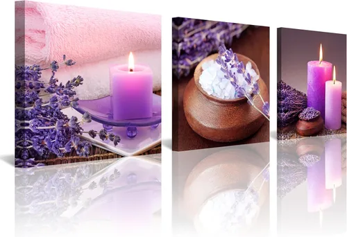 Miniatura 22 de NAN Wind 3 piezas de arte de pared de orquídea azul, piedras de spa zen, impresión en lienzo, gotitas de agua, naturaleza muerta, botánica