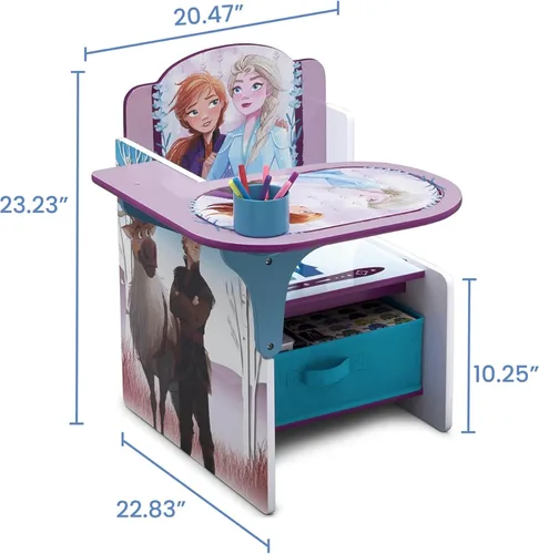 Miniatura 8 de Delta Children - Escritorio con silla y compartimento de almacenamiento, Frozen II (Disney) Portavasos Respaldo para brazos, madera tratada Disney
