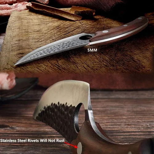 Miniatura 7 de Smith Chu Regalo para hombres Cuchillo vikingo forjado a mano Acero de alto carbono Japón Cuchillos de chef para barbacoa Carne Verduras Corte