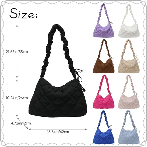 Miniatura 2 de Ovida Bolso grande para mujer, acolchado, de algodón, acolchado, para el hombro, para invierno, cálido, ligero, con cremallera