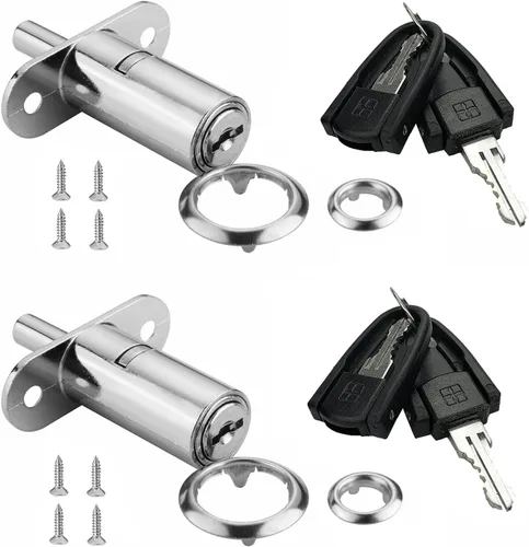 Miniatura 9 de XIEHE 105 - Cerradura de émbolo para puerta corrediza con 2 llaves (paquete de 4 unidades de 0.7 x 1.2 pulgadas de largo)