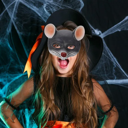Miniatura 8 de jojofuny Máscara de rata gris: máscara de cabeza de rata cicatriz 3D, disfraz de ratón animal de media cara para Halloween, carnaval, mascarada
