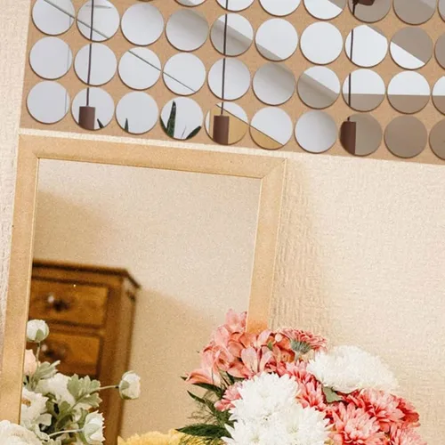 Miniatura 4 de 20 piezas de mini azulejos de espejo acrílico, calcomanías de espejo redondo autoadhesivas de 2 pulgadas, azulejos de mosaico, pequeñas hojas