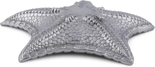 Miniatura 4 de Arthur Court Bandeja de tocador de aluminio con estrellas de mar, organizador de almacenamiento de escritorio, catchall, valet, mesita de noche
