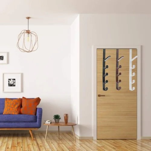 Miniatura 6 de TOPINCN Ganchos de puerta, paquete de 2, 10.9 in, material ABS para colgar en la puerta con 5 ganchos, colgador sobre la puerta (negro)