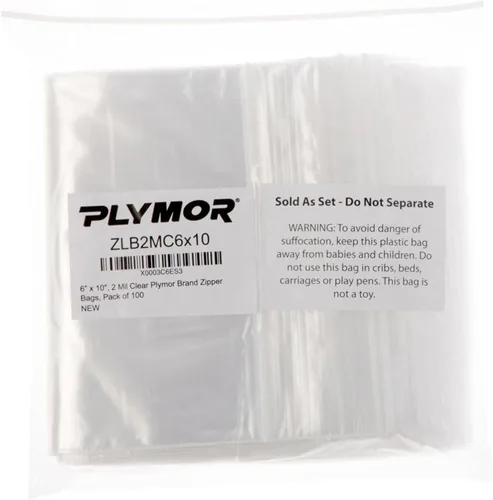 Miniatura 3 de Plymor 6 x 10 pulgadas (caja de 1,000), bolsas de plástico con cierre de 2 mil con cremallera