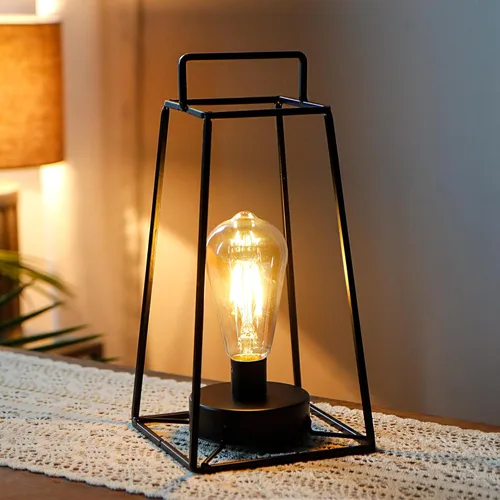 Miniatura 2 de JHY DESIGN Paquete de 6 lámparas de mesa geométricas de estilo retro, lámpara de hierro simple de 12 pulgadas de alto, funciona