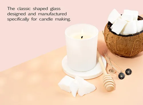 Miniatura 4 de Aroparc Paquete de 12 tarros de vela blancos de 10 onzas con tapas de bambú, recipientes para velas para hacer velas, recuerdos de boda y líneas