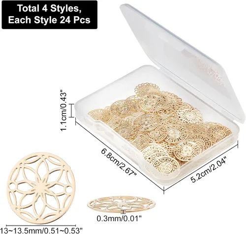 Miniatura 2 de CHGCRAFT Brass Filigree Charms Connectors Flat Links Golded Hollow Filigree Pendant for DIY Bracelet Earring Necklace Jewelry Making