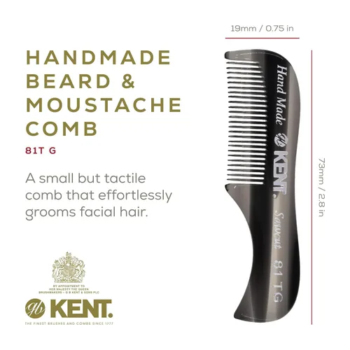 Miniatura 2 de Kent Un paquete 81T de peine de bolsillo X-pequeño para barba y bigote del caballero, tamaño de bolsillo de dientes finos para aseo y peinado