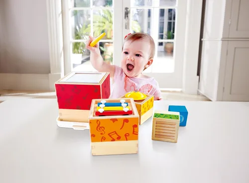 Miniatura 2 de Hape Juego de música apilable Caja musical colorida de 6 piezas, juego de madera para niños mayores de 18 meses