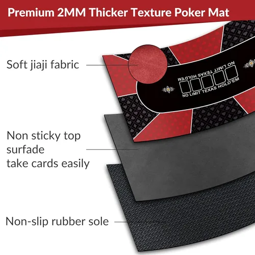 Miniatura 4 de nuveti Tapete de póquer Texas Hold'em de 70 x 35 pulgadas, portátil, de goma, impermeable, con reducción de ruido, para cualquier juego de mesa 70 X