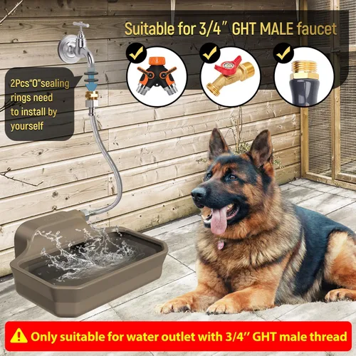 Miniatura 4 de Dispensador automático de agua de 135 onzas para perros grandes, dispensador de agua patentado para perros al aire libre, alimentador automático