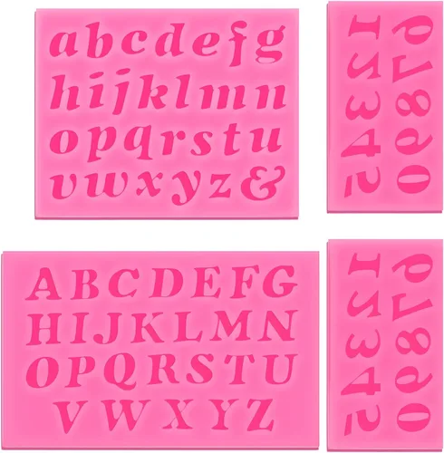 4 moldes de silicona para letras, molde de silicona para fondant, 26 letras y números 0-9 moldes de chocolate para decoración de pasteles,