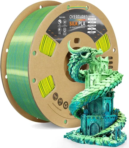 Miniatura 44 de OVERTURE - Paquete de filamento de seda PLA, sin obstrucciones, brillante, filamento metálico brillante para impresora 3D, carrete de 1 kg * 4