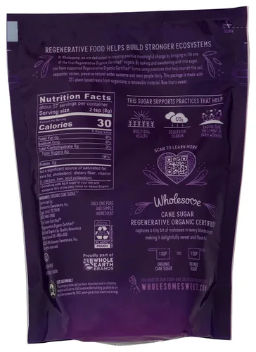 Miniatura 2 de Wholesome Sweeteners Azúcar de Caña Orgánica de 16 Onzas, Comercio Justo, Sin OMG, Sin Gluten, Puro y Vegano, para Hornear y Endulzar, 1 Paquete