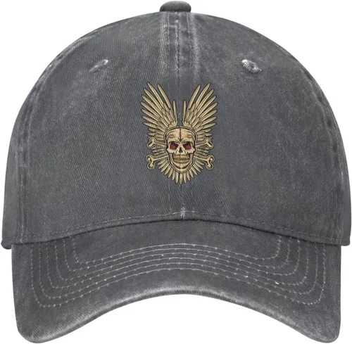 Miniatura 2 de Cowboy Hat Trendy Hats for Man and Women Djustable Four Season Outdoor Baseball Cap of Hell Skull with Angel Deep Heather