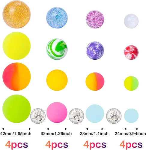 Miniatura 4 de Pllieay Bolas inflables para niños, paquete de 16 unidades de varios tamaños surtidos (0.945 in, 1.102 in, 1.260 in, 1.654 in) para recuerdos