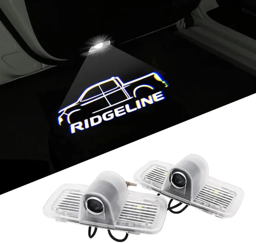 2 piezas de luces LED para puerta de auto con logotipo de Ridgeline, proyector de cortesía, luz de bienvenida láser, luces de sombra fantasma,