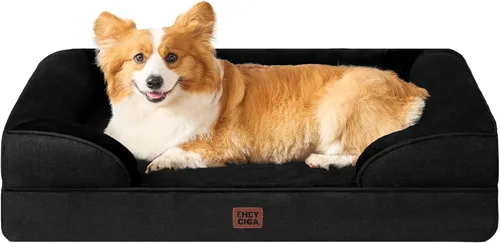 Miniatura 32 de EHEYCIGA - Cama ortopédica para perro grande, impermeable, de espuma viscoelástica y espuma tipo caja de huevos, bordes elevados, antideslizante