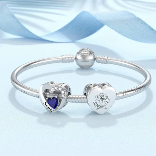 Miniatura 38 de SEVENWELL Dijes de piedra natal con flor grabada para el mes de nacimiento, pulsera de plata de ley 925, feliz cumpleaños para mujer