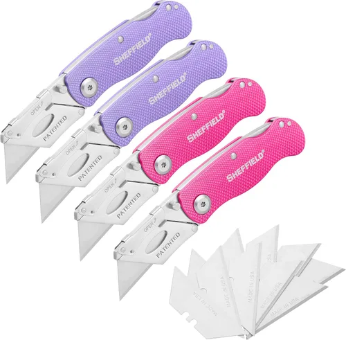 Miniatura 18 de Sheffield 12514 Cuchillo Utilitario Plegable Paquete de 3, Rellenos para Calcetines, Regalos para Hombres, Regalos para Papá, Hojas de Cuchillo