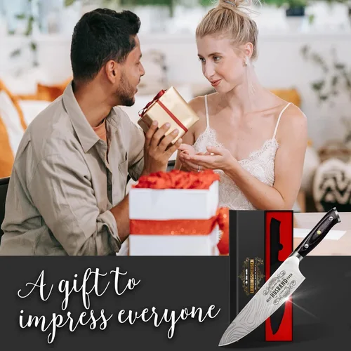 Miniatura 7 de Funistree Regalos para él, marido, hombres, aniversario, 8 pulgadas, acero inoxidable alemán profesional 1.4116, cuchillo de chef grabado, regalo