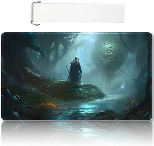 Miniatura 25 de Tapete de Juego MTG Premium Cosido con Zonas y Respaldo de Goma Antideslizante - Tapete de Juego TCG para MTG y Otros Juegos de Cartas - Diseño Dkt