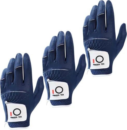 Miniatura 10 de FINGER TEN Guantes de golf para todo tipo de clima, paquete de 3 para golfista diestro, agarre de lluvia caliente y húmeda, guantes suaves y cómodos