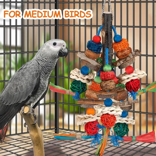 Miniatura 3 de Juguetes para pájaros, juguetes de loro, emocionante diversión masticable para periquitos, cacatúas, conures, tortolitos, cacatúas grises africanas
