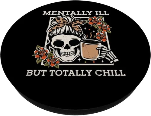 Miniatura 2 de Esqueleto mentalmente enfermo pero totalmente escalofriante Halloween Skull Mom PopSockets intercambiables PopGrip