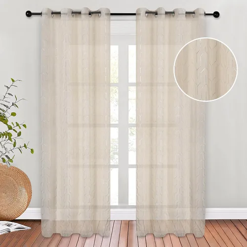 Miniatura 3 de SUPERIOR Cortinas transparentes, cortinas perfectas para luz natural, detalles de ventana de enrejado, decoración contemporánea moderna, colección