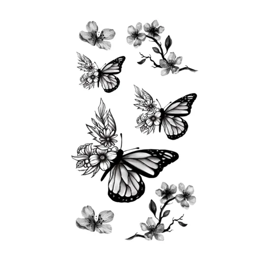 Miniatura 5 de MapofBeauty 2 unids tatuajes temporales mariposa calavera impermeable etiqueta engomada para fiesta de cosplay Halloween