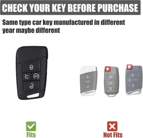 Miniatura 2 de Gematay Funda para llavero VW Volkswagen con llavero, soporte para llave para Volkswagen Tiguan Atlas Jetta Passat Golf Alltrack Control remoto Negro