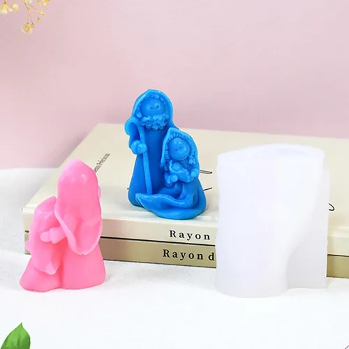 Miniatura 8 de Molde de silicona religioso de Jesús Natividad de la Santa Familia para suministros de fabricación de velas, molde de vela de Jesús Virgen María