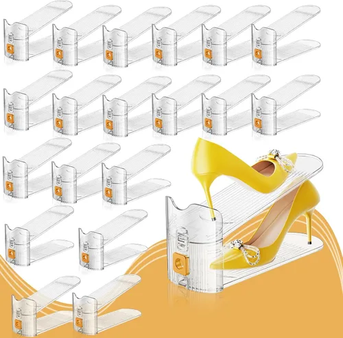 Miniatura 15 de FENRUNXU Organizador de zapatos para armario, organizador de zapatos apilables de doble capa, estante para zapatos, ahorro de espacio del 50%