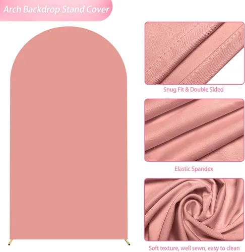Miniatura 4 de Wokceer Cubierta de Telón de Fondo de Arco de Boda de 7.2 Pies Spandex Ajustada Cubiertas de Arco de Boda Parte Superior Redonda Arcos Chiara Rosa