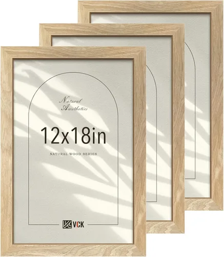Miniatura 24 de VCK Juego de 3 portarretratos de madera negra de 8 x 10 pulgadas con exclusiva veta de madera, marco para el hogar, estudio y galería, mesa o colgar